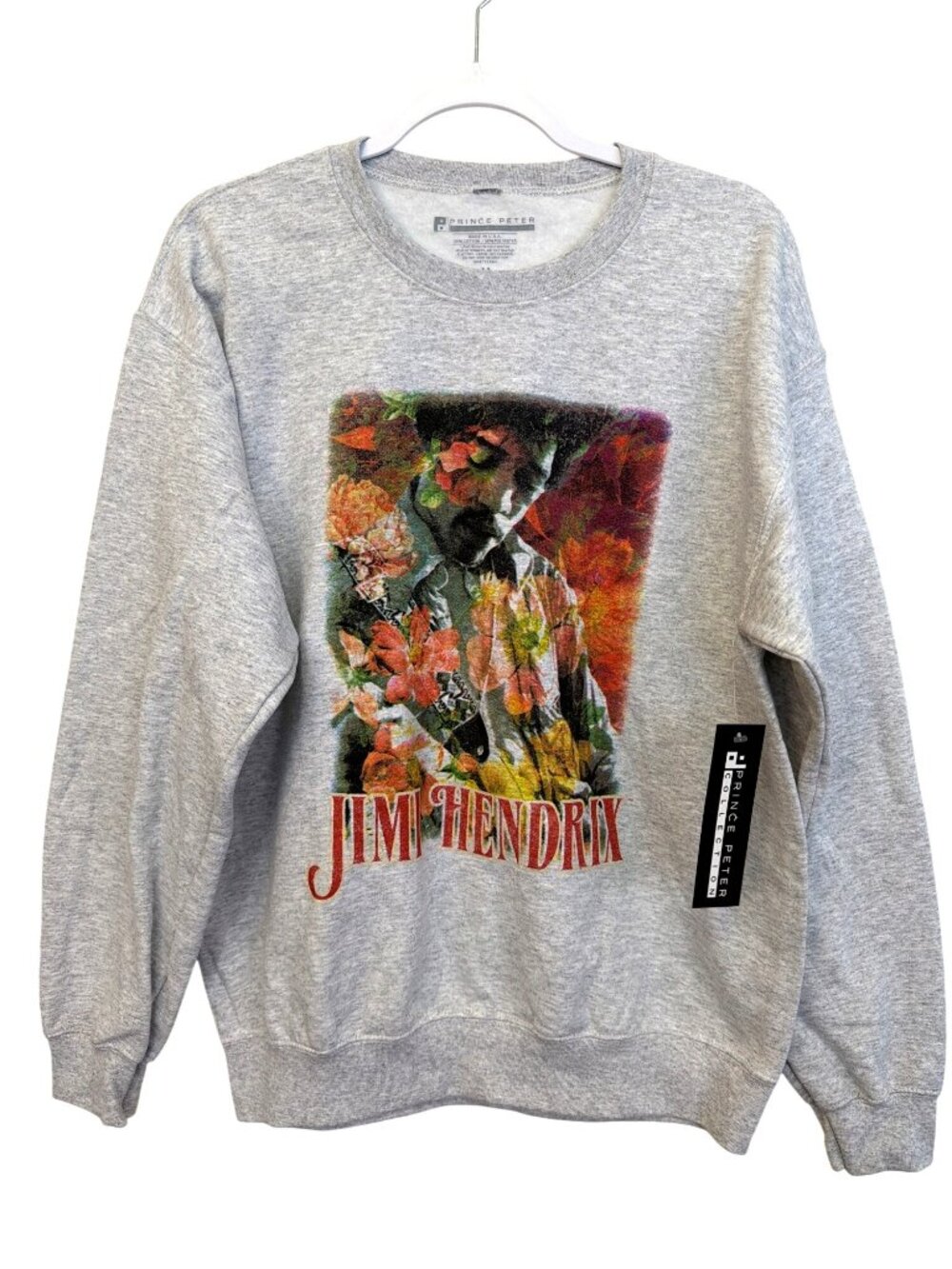 Jimi Hendrix Graphic Sweatshirt Gray Prince Peter Collection Medium New